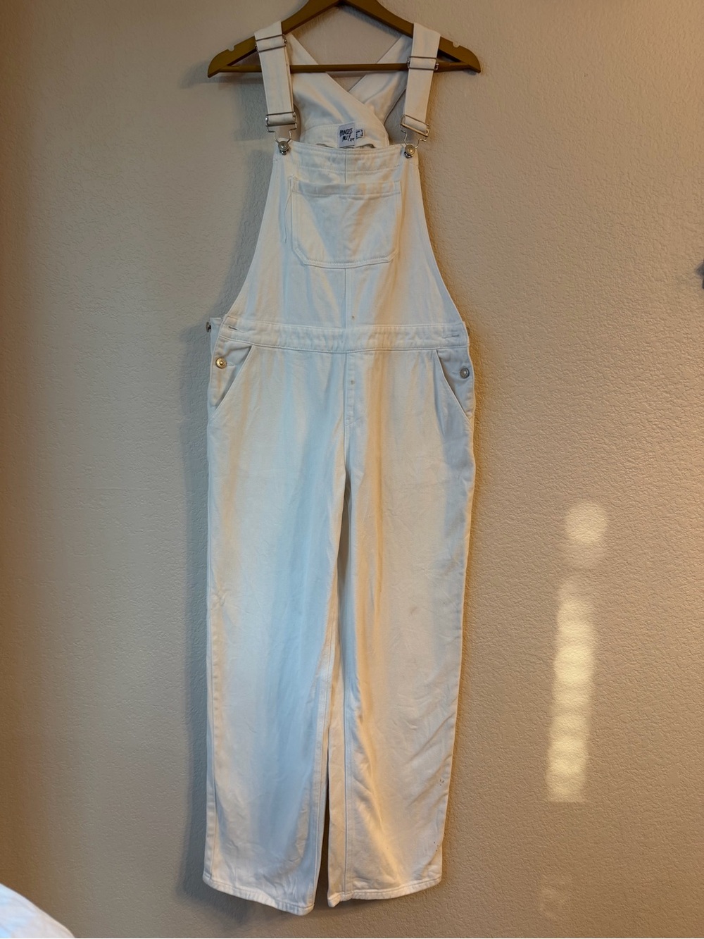 Princess Polly White Denim Straight Leg Overalls - US Size 6 / M